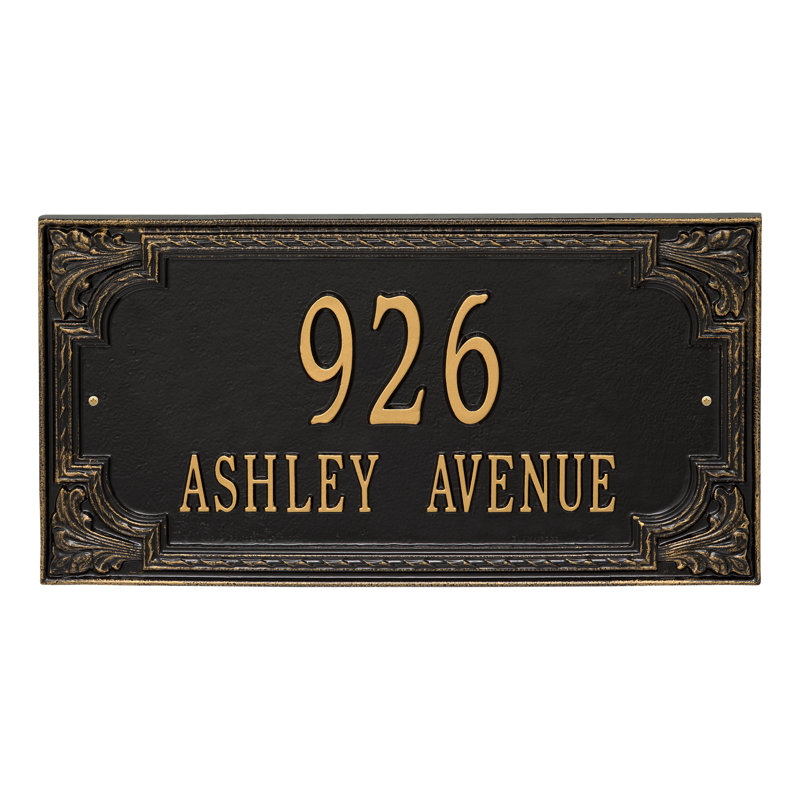 Signature Series 2-Line Wall Address Plaque, Gold, Black, Yes