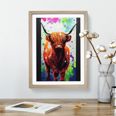 Highland Cow Splash No.5 1 Piece Single Picture Frame Wall Art