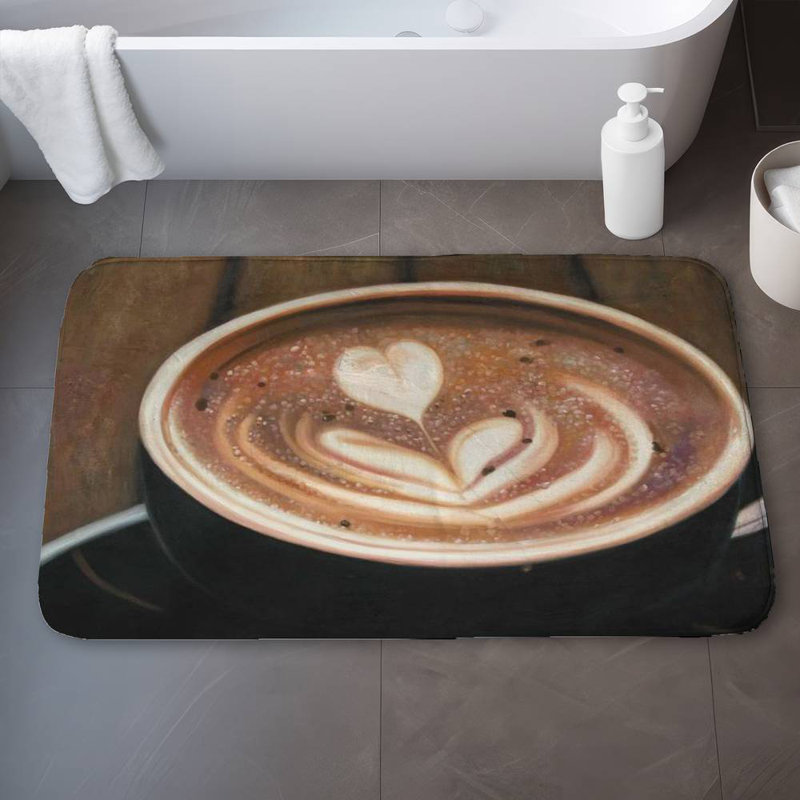 Artistic cappuccino Bath Mat with Non-Slip Backing - Quick Dry Memory Foam Bathroom Rug - Absorbent - Modern Plush Spa-Style - Machine Washable