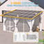 Pergola blanche avec toit rigide et abri de jardin avec rideaux et moustiquaire-123829704