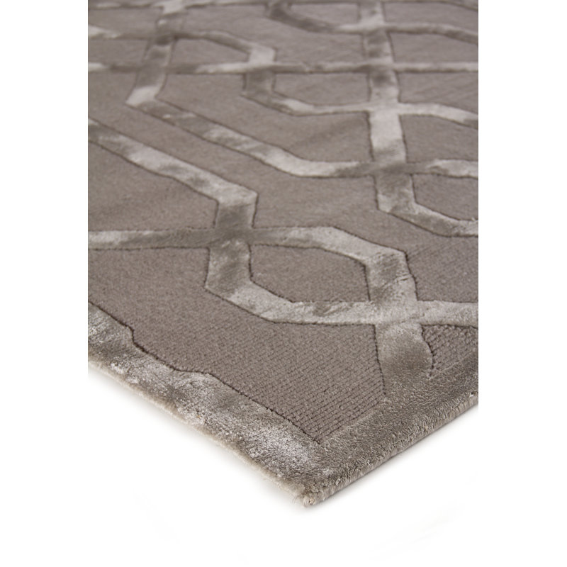 Metro-Velvet Geometric Area Rug in Taupe, Rectangle 12' x 15'