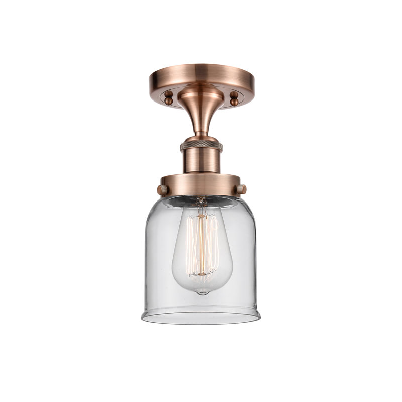 Plafonnier semi-encastré 1 lumière Ballston Urban Bell, Cuivre antique, H 11 po x l 5 po x P 5 po, Clair