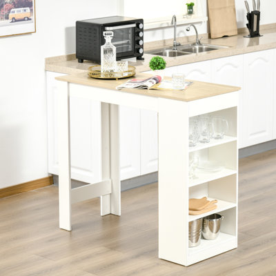 Table de bar Nadbus, table haute de bar avec 4 étagères de rangement pour bar à domicile