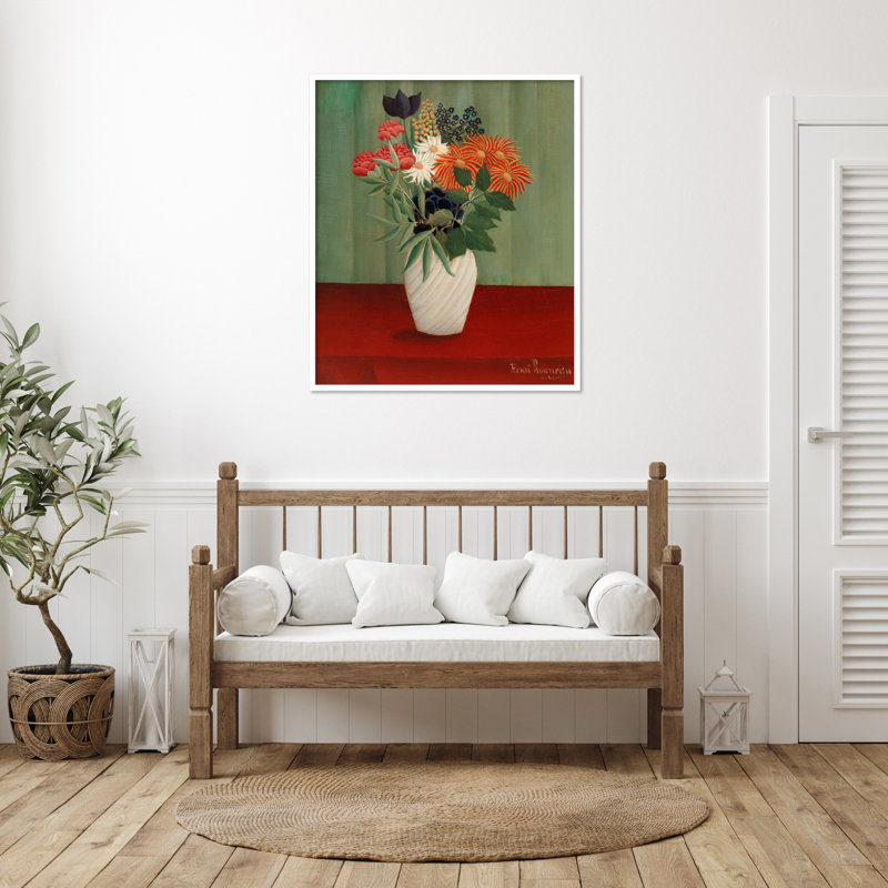 "Bouquet de fleurs" par Henri Rousseau, Blanc, H 41 po x l 35 po