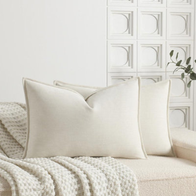 Super Soft Velvety Slub Heavy Chenille Decorative Pillow Cover with Flange (Set of 2)