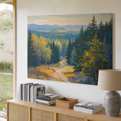 Wall Art Canvas Morning Pathway Serene Forest Trail In Soft Greens And Blues Stillness Ready To Hang Gallery Wrapped Home Decor Decor