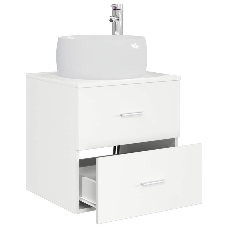 Single Bathroom Vanity with Ceramic Basin, White