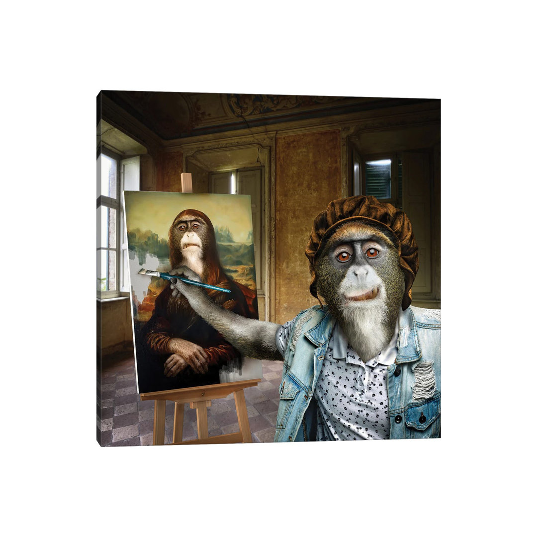 Leonardo Da Monkey von Spielsinn Design - Gallery-Wrapped Canvas Giclée