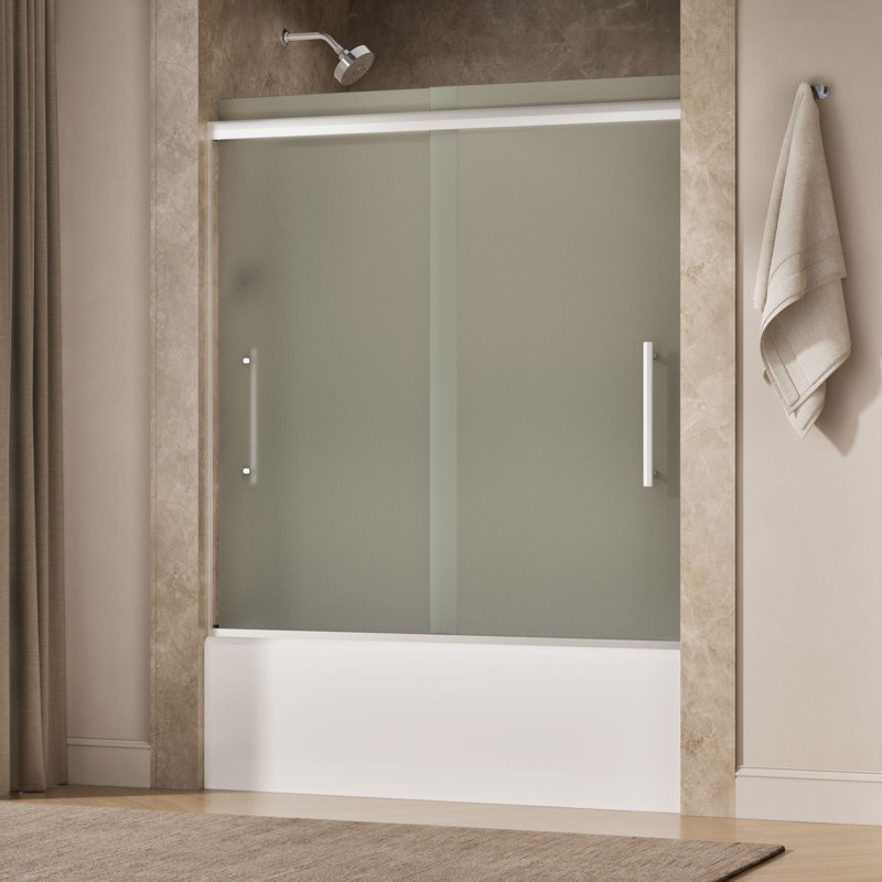 Porte de baignoire coulissante sans cadre Pleat, Argent