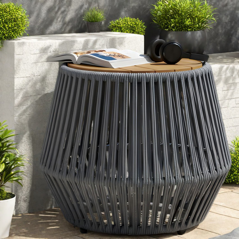 Tables de patio compactes, corde en bois d'acacia, bord de mer moderne pour la maison de patio