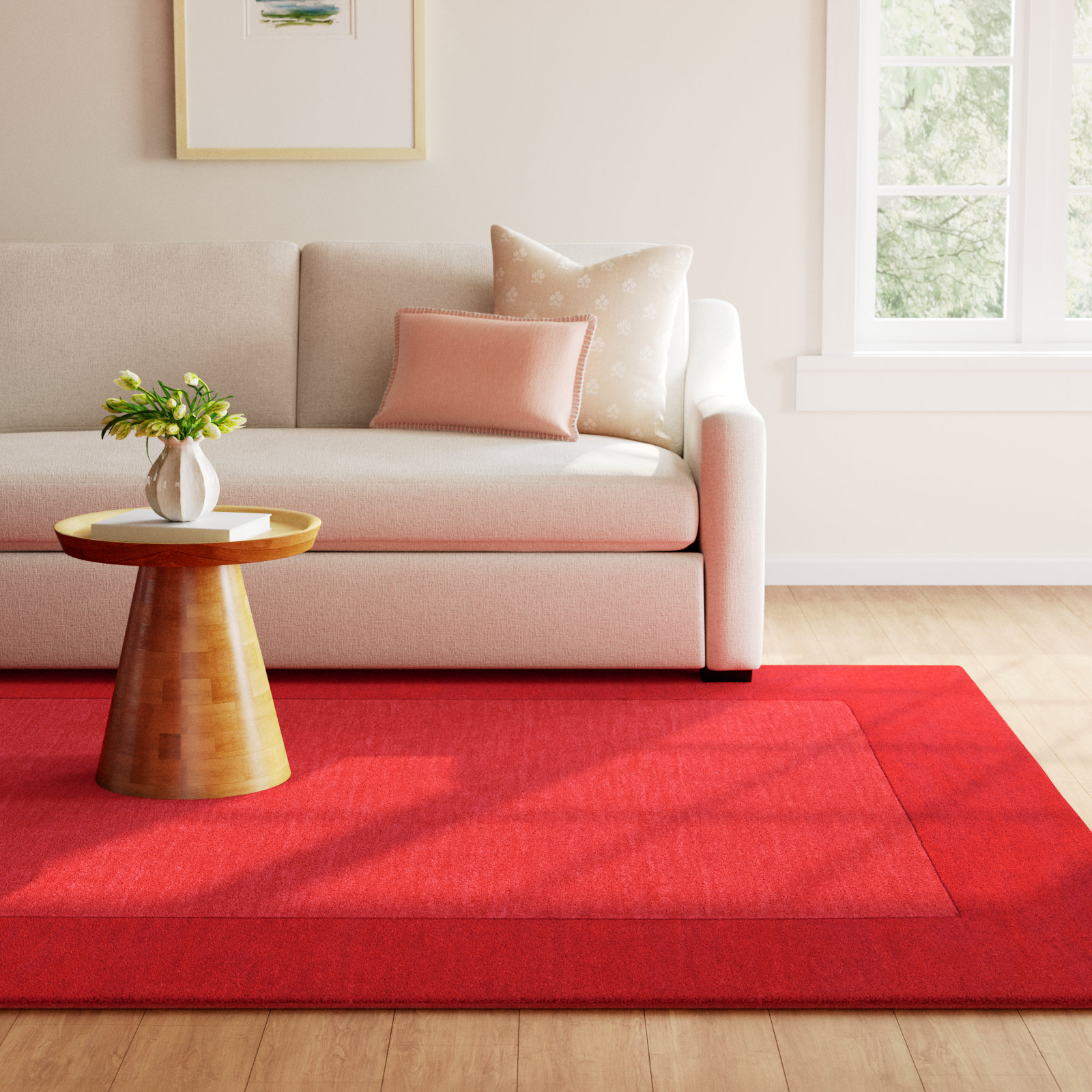Dolma Red Scarlet Hand-Loomed Wool Rug, Rectangle 8' x 11'