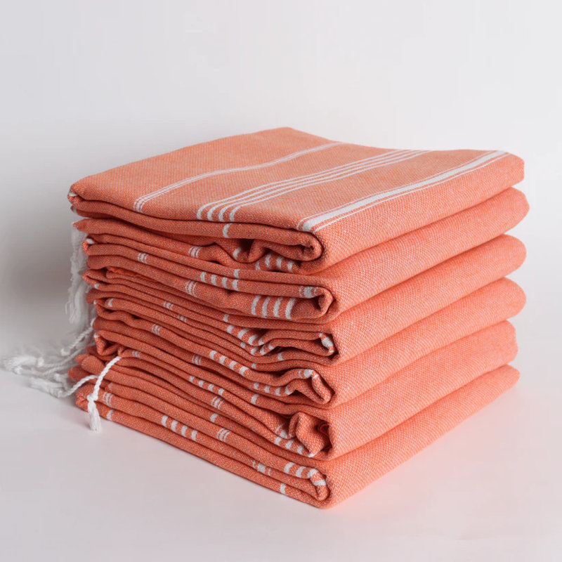 Ensemble de serviettes de plage 100% coton turc | Serviettes de piscine surdimensionnées 38 po x 71 po, Orange