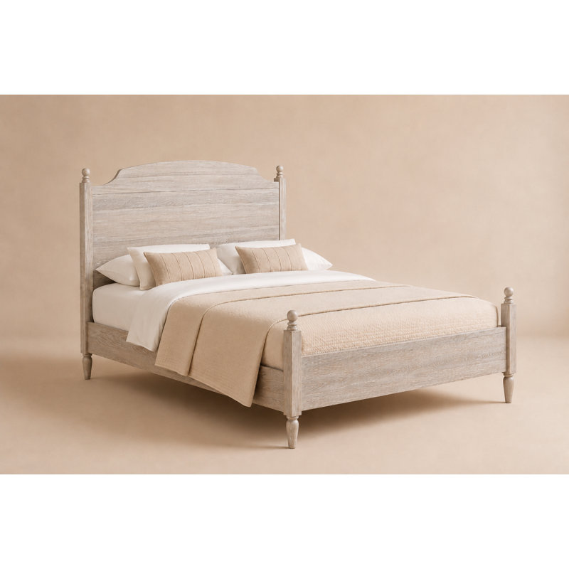 Schilling Rubberwood and Oak Bed, White, King
