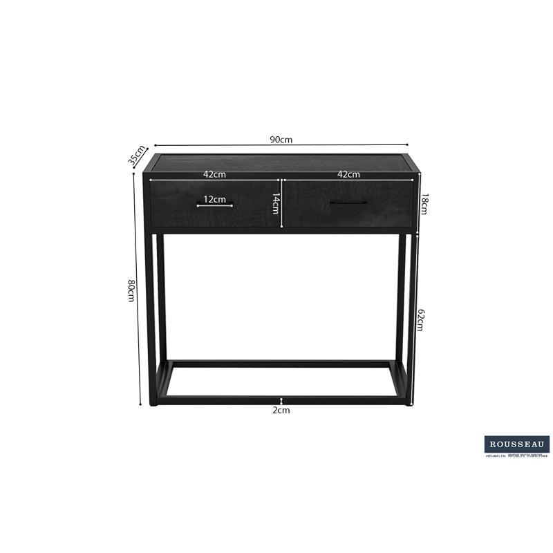 90cm Solid Wood Top Console Table, Mango Black