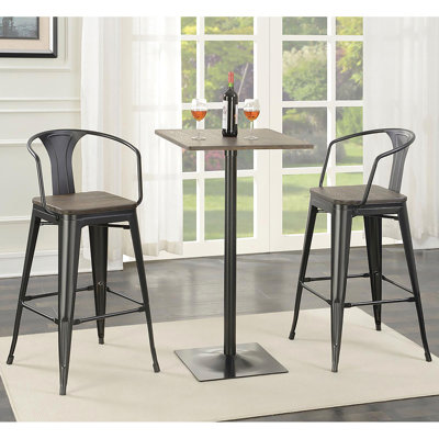 Tabouret de bar noir foncé et orme foncé (ensemble de 2)
