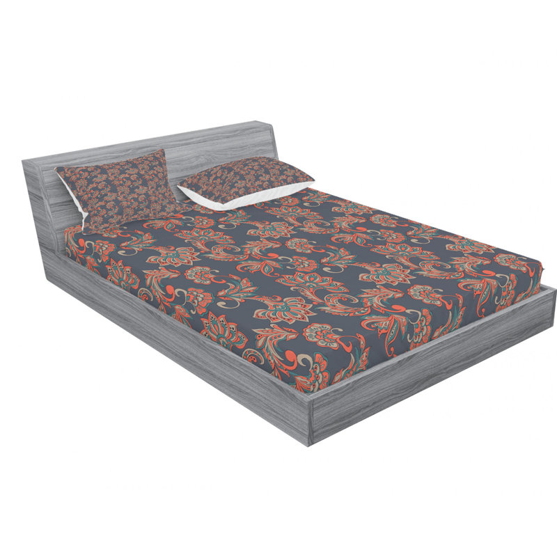 Microfiber Damask Sheet Set, Queen Sheet Set with Fitted Sheet
