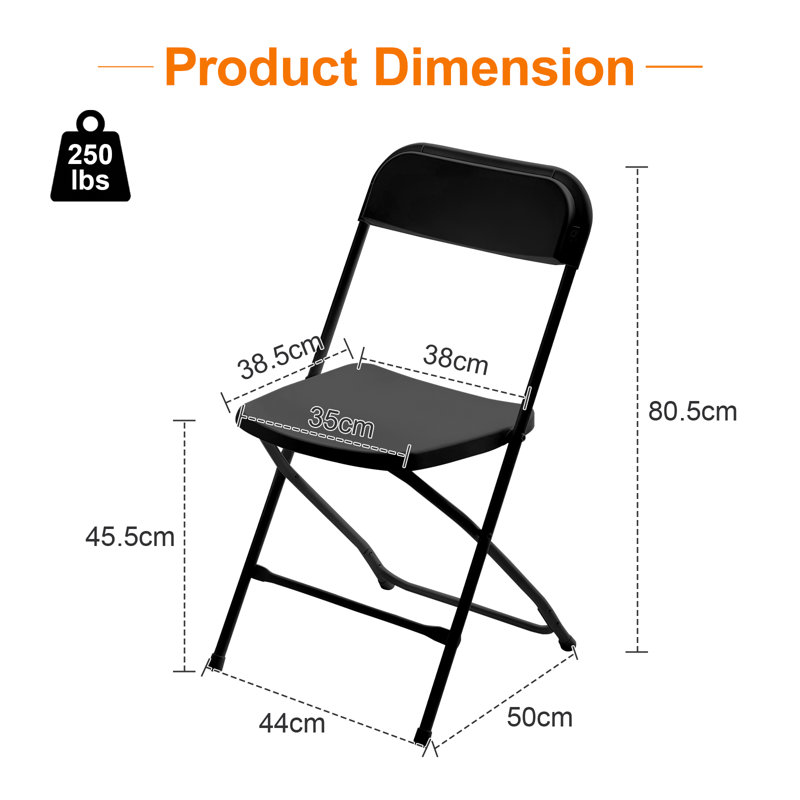 Stackable Folding Chair Folding Chair Set, Black