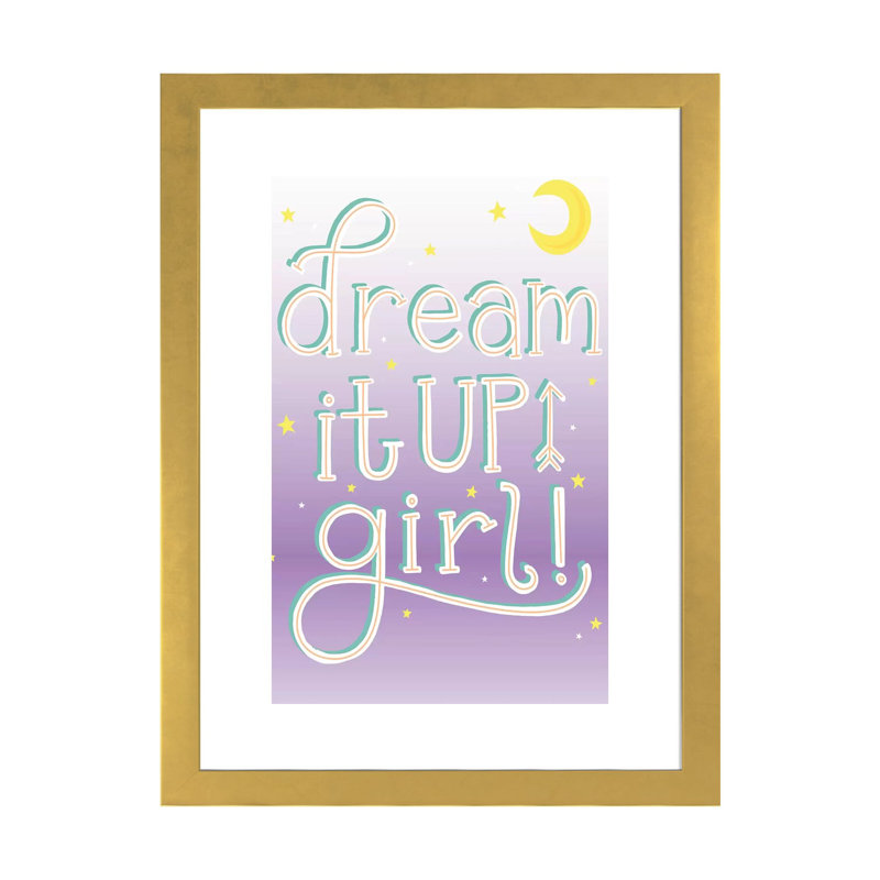 «Tween Dreamin IV» par Richelle Garn - reproduction d'art textuel, H 32 po x l 24 po x P 1 po, Papier encadré doré, Blanc