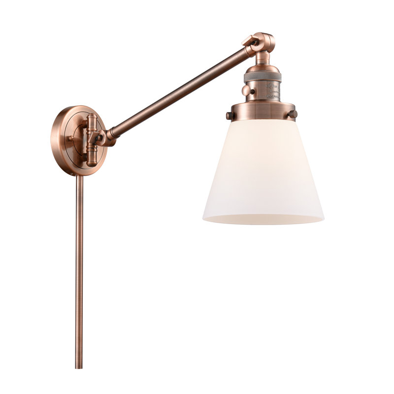 Pelkey Swing Arm Sconce, Matte White Cased, 3.5 Watt Vintage LED Bulb, Matte Black