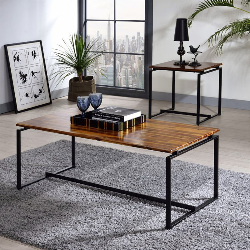 Ensemble de tables d'appoint 3 pièces Modern, Chêne / noir