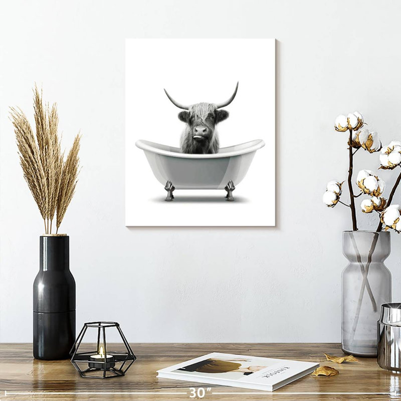 «Bathaign Animal Highland Cow», reproduction sur toile, H 15 po x l 12 po