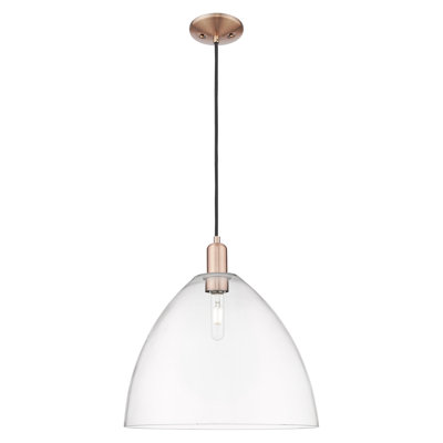 Arcadia - Bristol - 1 Light 16" Cord Hung Mini Pendant - Antique Copper Finish - Clear Shade