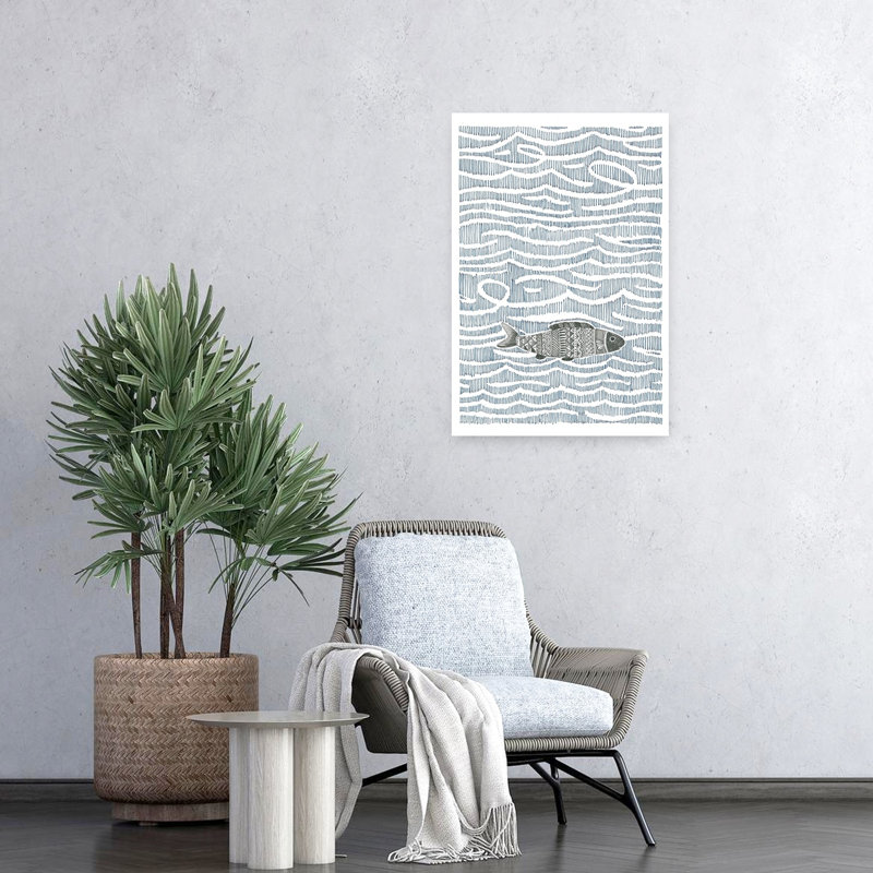 Fish Beneath The Waves Contemporary Fish Ocean Wall Art Print by Isabelle Brent - Wrapped Canvas Print, 60.96cm H x 40.64cm W