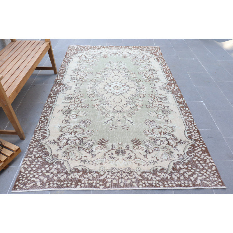 Grand tapis turc Anatolian rétro vert pour le salon - Idée de cadeau unique pour la maison