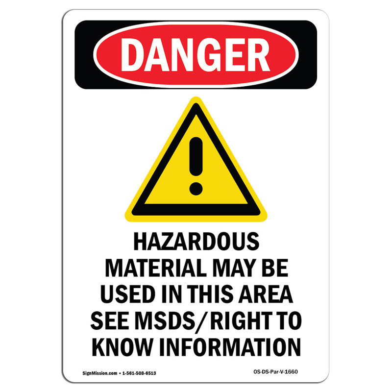 Panneau de danger OSHA, H 24 po x l 18 po x P 0,1 po
