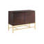 Armoire décorative moderne, bois brun, métal doré, armoire contemporaine, armoire ouverte