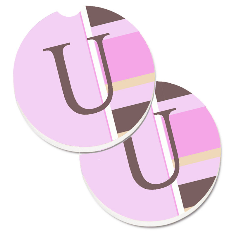 Sous-verre voiture monogramme initial, U, Rose
