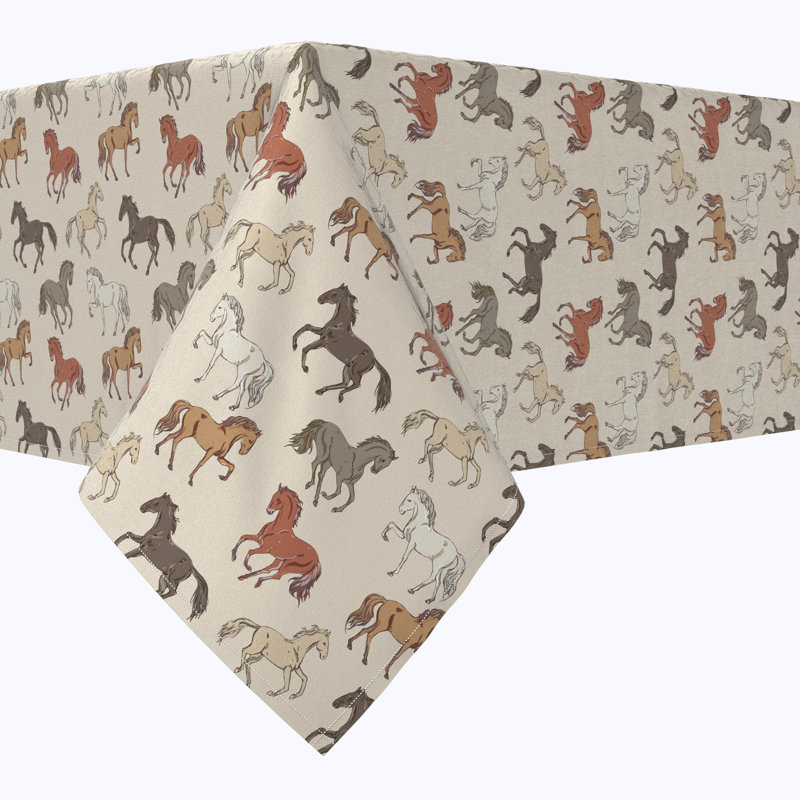 Rectangular Tablecloth, 100% Cotton, 52X104", Wild Horses, 104" L x 52" W