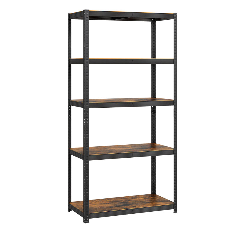 Desi Steel Standard Bookcase, 180cm H x 90cm W x 40cm D, Rustic Brown/Black