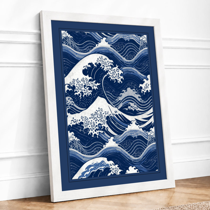 Waves in Motion Japandi - Framed Print, A3 - 42.0 x 29.7 cm, White