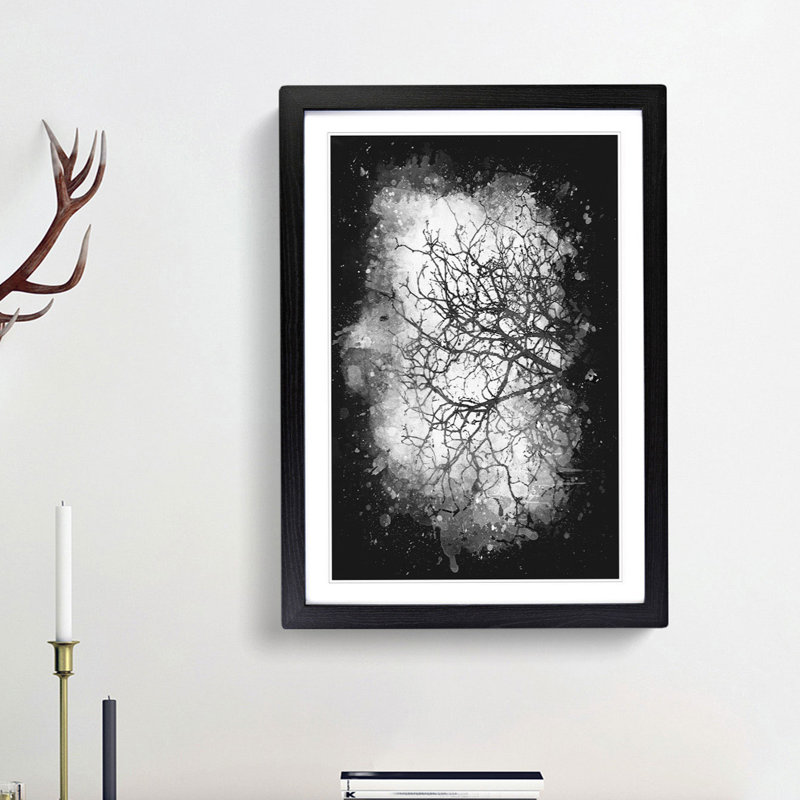 'Bare Tree' - Picture Frame Graphic Art Print, 45cm H x 33cm W x 2cm D, Black Framed