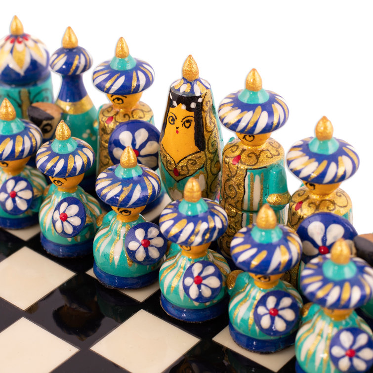 Novica Mukhamedali Novica 2 Player Wood Chess And Checkers Set