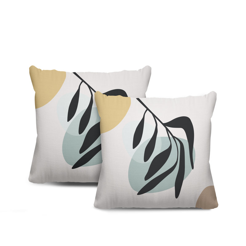 Jeté carré en polyester / mélange de polyester intérieur / extérieur, L 17 po x H 17 po, Gris / Beige