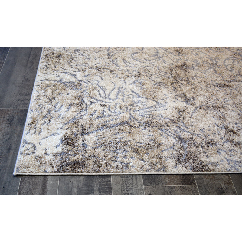 Tapis crème / gris Marybeth, Rectangle 5 pi 3 po x 7 pi 3 po