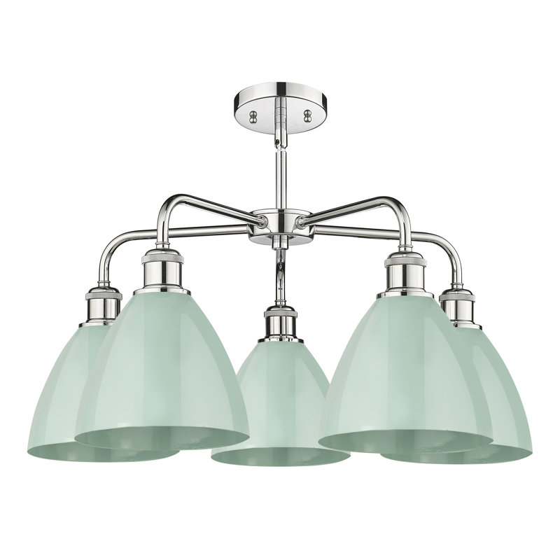 Lustre en dôme à 5 lumières Trickett, Écume de mer, Chrome poli