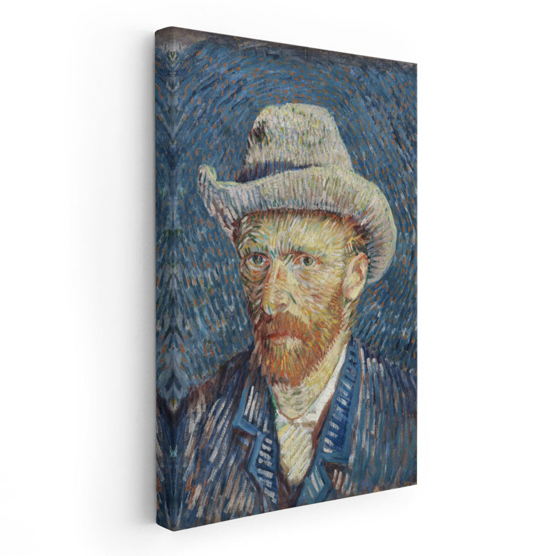 Autoportrait de Vincent Van Gogh avec chapeau de feutre gris, 1887 - reproduction d'art sur toile, H 48 po x l 32 po