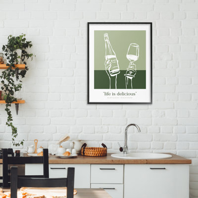 Green Life Is Delicious Framed Giclee, design by Lettered and Lined