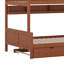 Lit superposé double au-dessus de très grand lit double avec lit gigogne, structure de lit superposé en bois massif avec lumière DEL, escalier de rangement-541257646