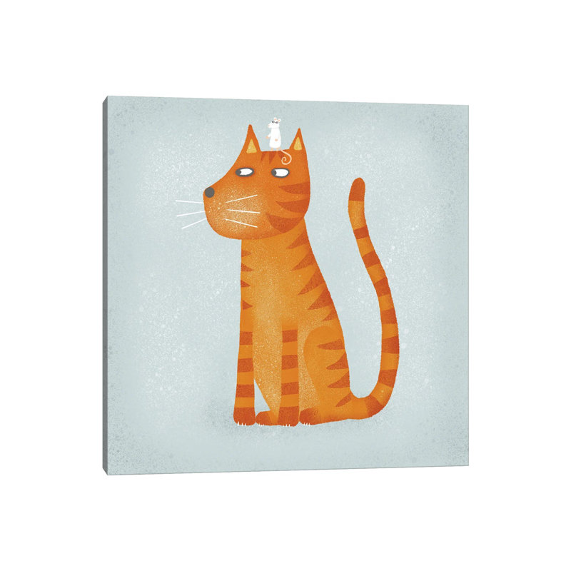 Ginger Cat With Mouse by Nic Squirrell - Wrapped Canvas Print, 93.98 cm H x 93.98 cm W