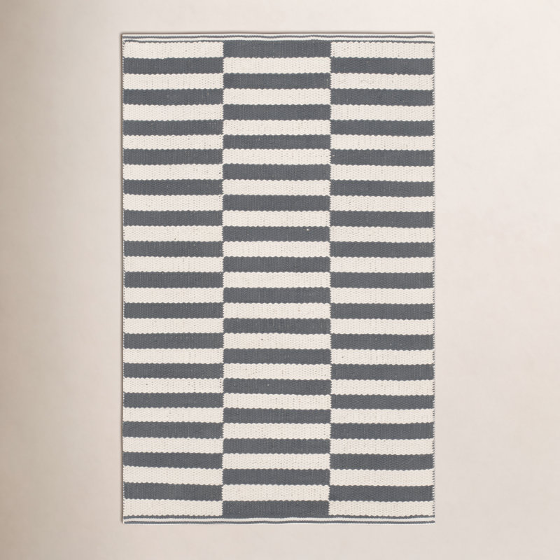 Tapis ivoire / gris en coton Ilona, Rectangle 2 pi 6 po x 4 pi