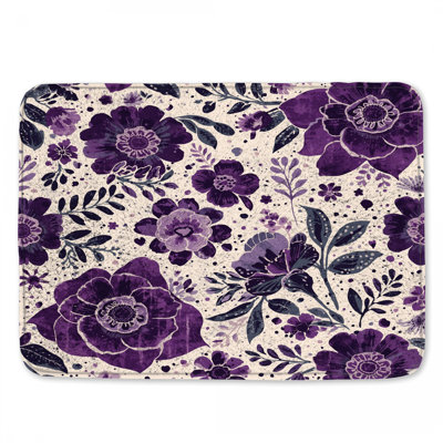 Tapis de bain mauve à motif floral