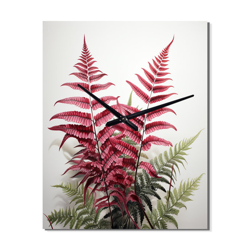 Horloge murale Ferns Ruby Essence I - Floral, H 28 po x l 12 po x P 1 po