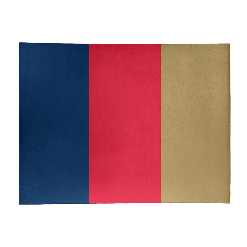 Tapis à rayures bleu marine/rouge/doré, Rectangle 2 pi x 3 pi