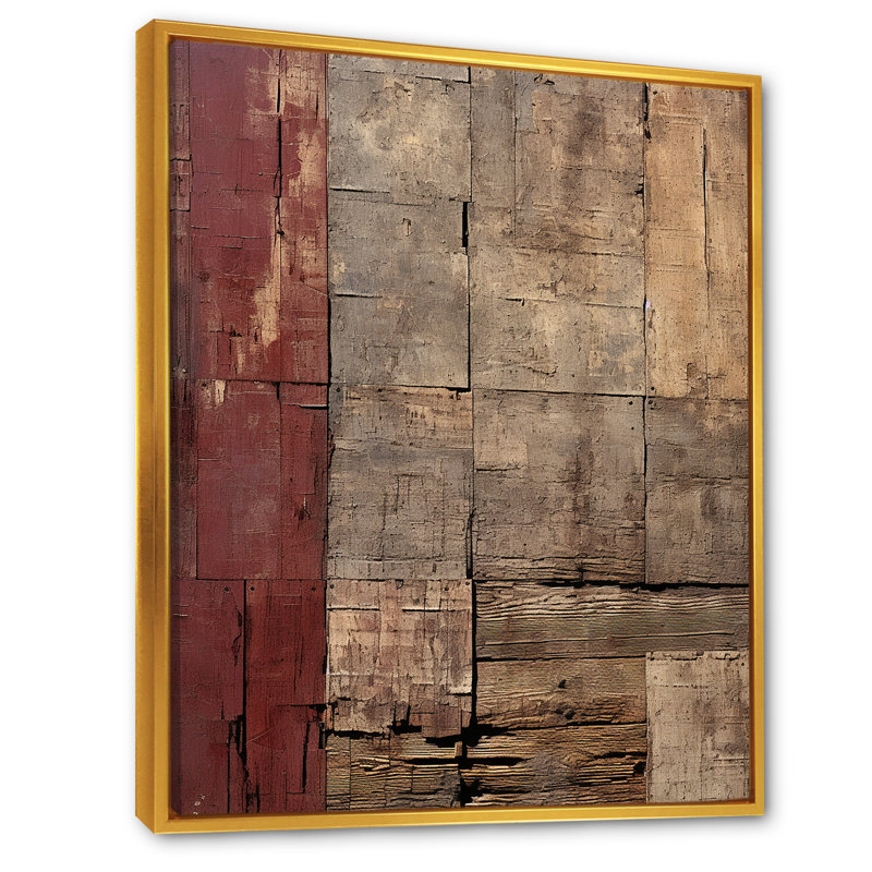 «Boundless Realms Infinite Dimensions - Collages abstraits», art mural, Cadre flottant doré, H 40 po x l 30 po x P 1,5 po