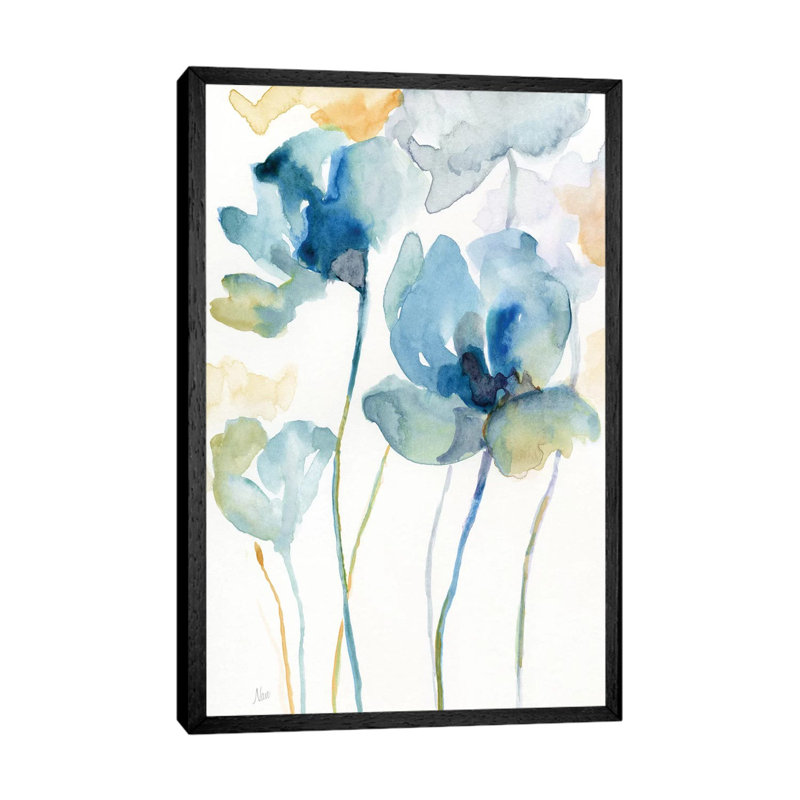 Wildflower Blues II by Nan - Painting on Canvas, Black Framed, 152.5 cm H x 101.5 cm W