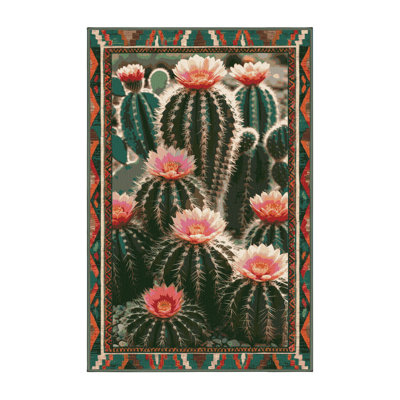 Washable Barrel Cactus Southwestern Area Rug